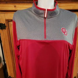 OU Oklahoma Red Gray Pullover Zip Long Sleeve top Mens  XXL